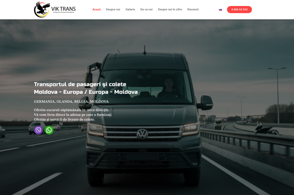 Site pentru o companie de transport Moldoca - Europa, creat de Pascari Lilian.